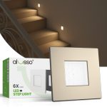 LED Stair Step Lights 6-Pack 230V Dimmable 3CCT IP44 Recessed Square – Nickel Finish