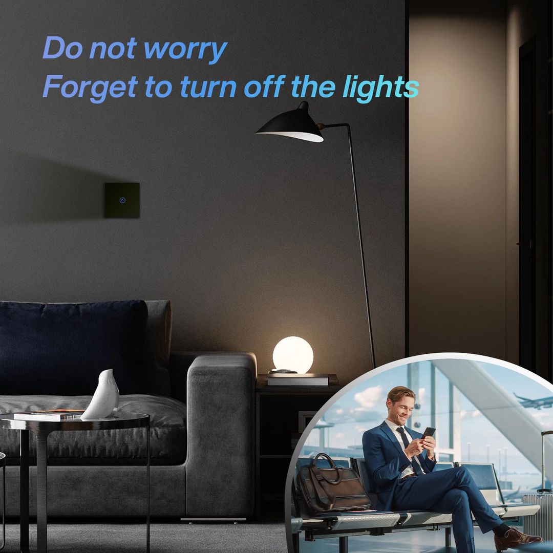 BSEED Smart Alexa 1 Gang 2 Way WiFi Switch, Glass Panel Wall Light Switch White, Google/Voice Control, Sharing Devices (Neutral Wire Required) - Image 2