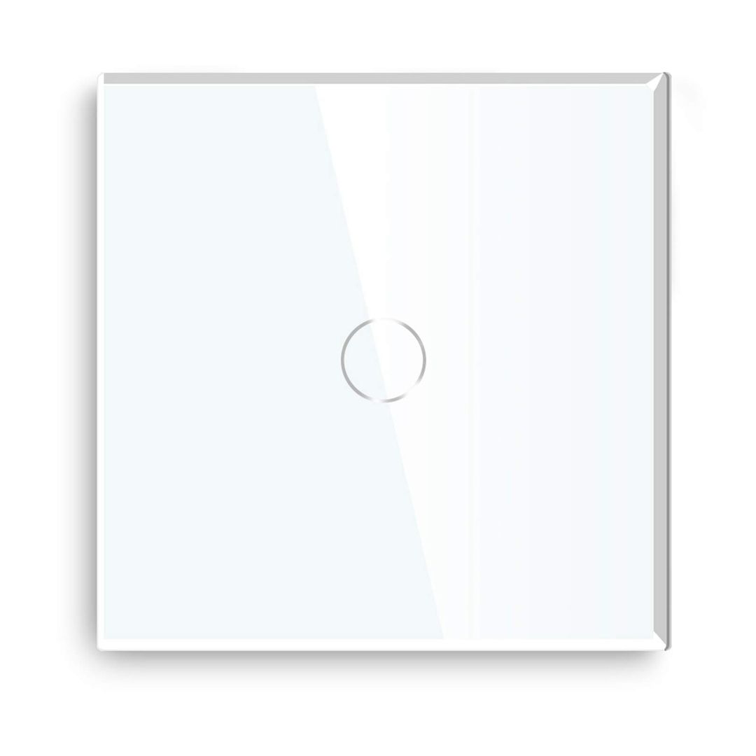 BSEED Normal Touch Switch Standard High Energy Glass Touch Wall Light Switch 110V - 240V Tempered Crystal Plate with LED Backlight 1 Gang 2 Way White